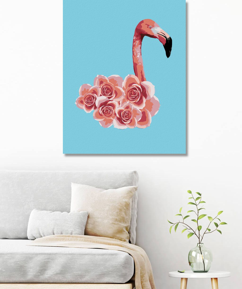 zuty Malování podle čísel - PLAMEŇÁK A RŮŽE - Rozměr: 40x50 cm, Rámování: Varianta: vypnuté plátno na rám - obrázek 8