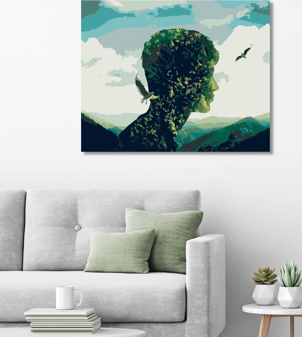 zuty Malování podle čísel - PŘÍRODA JAKO HLAVA ČLOVĚKA - Rozměr: 40x50 cm, Rámování: Varianta: bez rámu a bez vypnutí plátna - obrázek 8