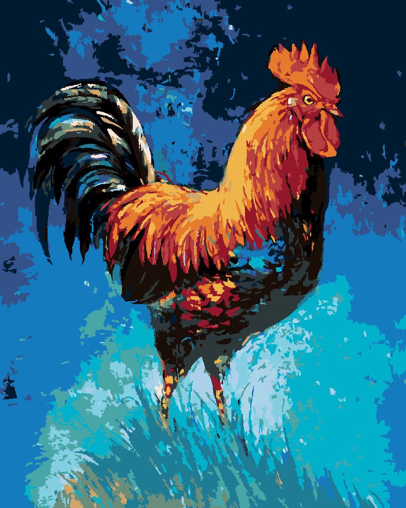zuty Malování podle čísel - KOHOUT A MODRÁ OBLOHA - Rozměr: 40x50 cm, Rámování: Varianta: bez rámu a bez vypnutí plátna - obrázek 7