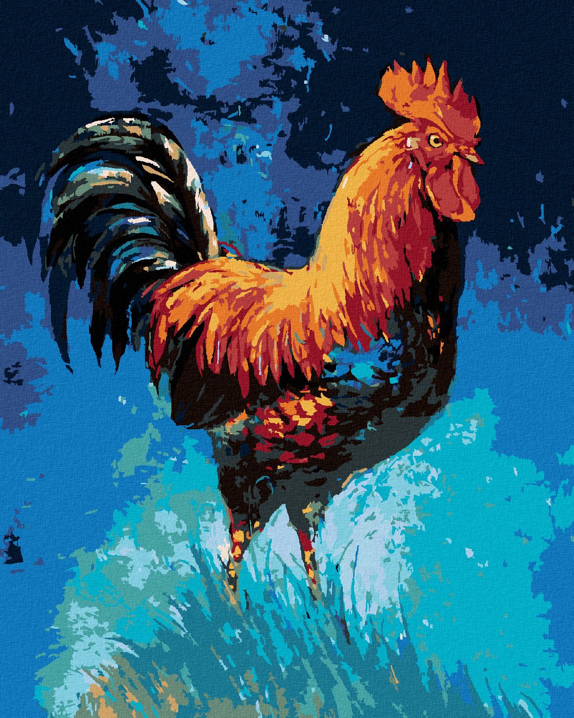 zuty Malování podle čísel - KOHOUT A MODRÁ OBLOHA - Rozměr: 40x50 cm, Rámování: Varianta: vypnuté plátno na rám - obrázek 1