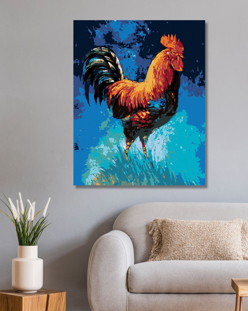 zuty Malování podle čísel - KOHOUT A MODRÁ OBLOHA - Rozměr: 40x50 cm, Rámování: Varianta: vypnuté plátno na rám - obrázek 4