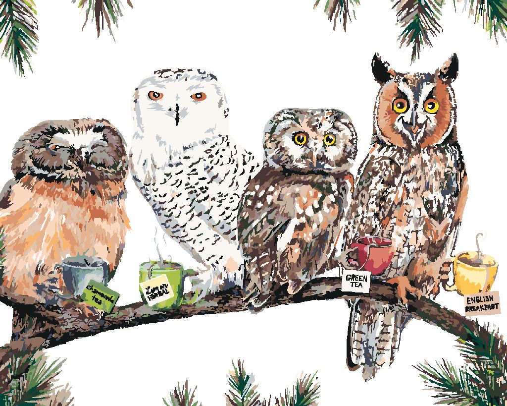 zuty Malování podle čísel - SOVY S ČAJEM (HOLLY SIMENTAL) - Rozměr: 40x50 cm, Rámování: Varianta: bez rámu a bez vypnutí plátna - obrázek 10