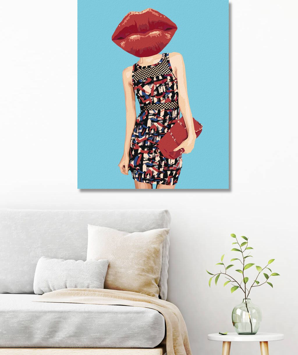 zuty Malování podle čísel - ŽENA A ČERVENÉ RTY - Rozměr: 40x50 cm, Rámování: Varianta: bez rámu a bez vypnutí plátna - obrázek 2