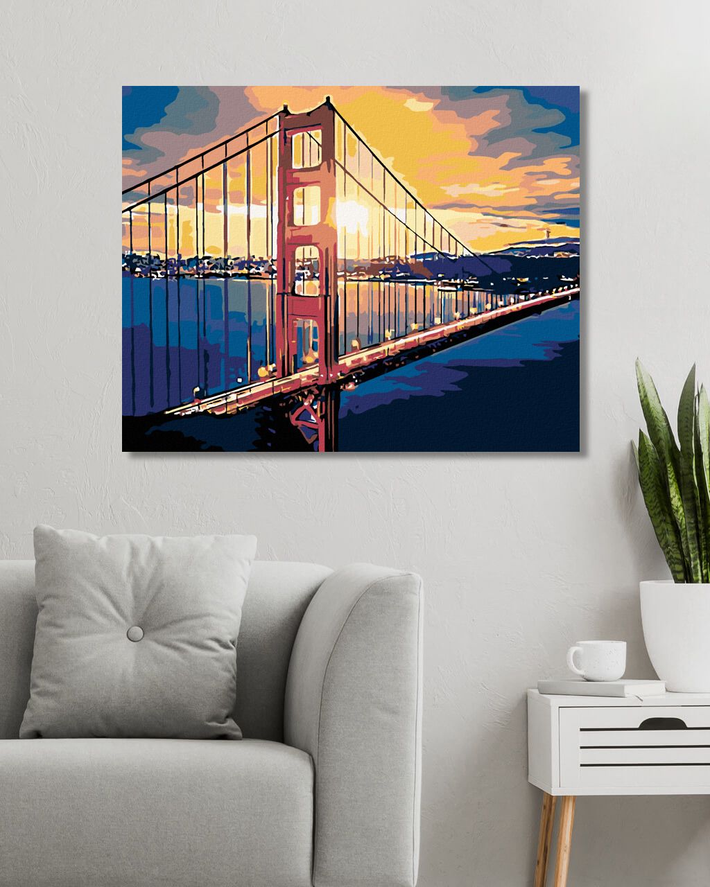 zuty Malování podle čísel - MOST A VÝCHOD SLUNCE - Rozměr: 40x50 cm, Rámování: Varianta: vypnuté plátno na rám - obrázek 2