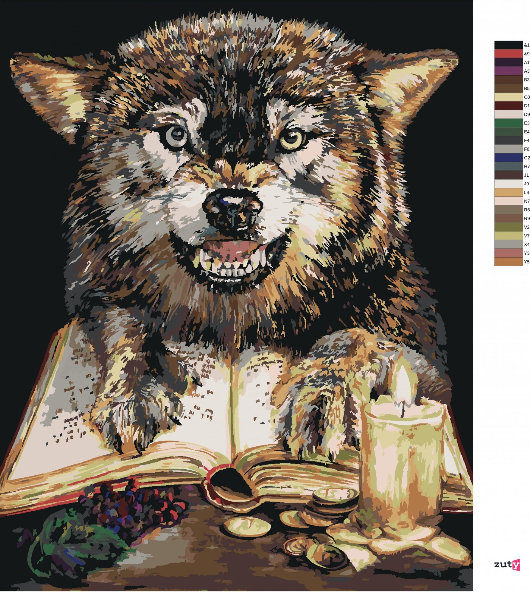 zuty Malování podle čísel - VLK S KNIHOU (HOLLY SIMENTAL) - Rozměr: 40x50 cm, Rámování: Varianta: vypnuté plátno na rám - obrázek 9