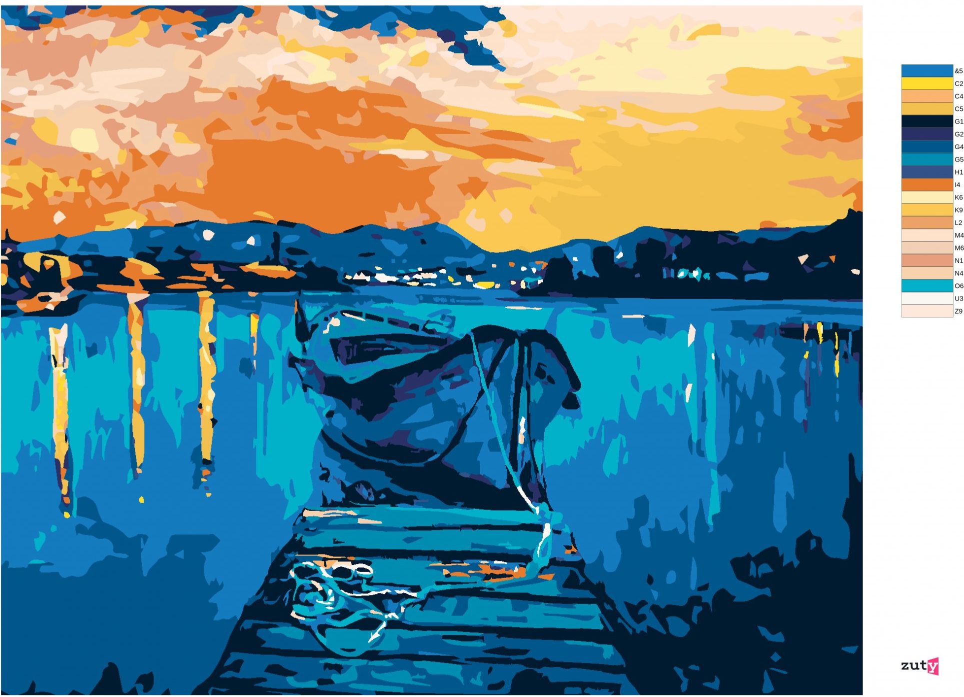 zuty Malování podle čísel - MOLO S LOĎKOU NA MOŘI - Rozměr: 40x50 cm, Rámování: Varianta: vypnuté plátno na rám - obrázek 9