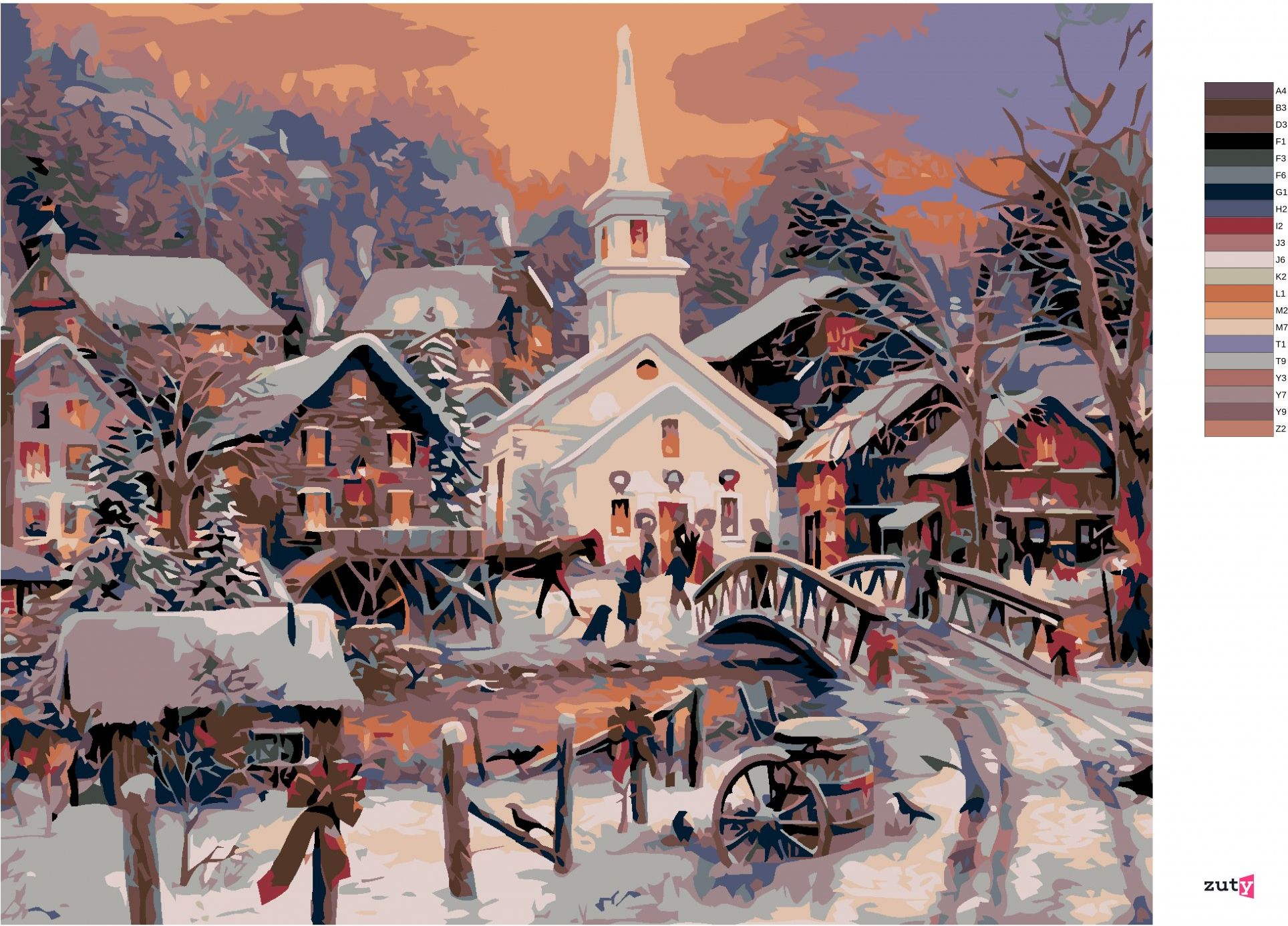zuty Malování podle čísel - BÍLÝ KOSTEL - Rozměr: 40x50 cm, Rámování: Varianta: vypnuté plátno na rám - obrázek 7