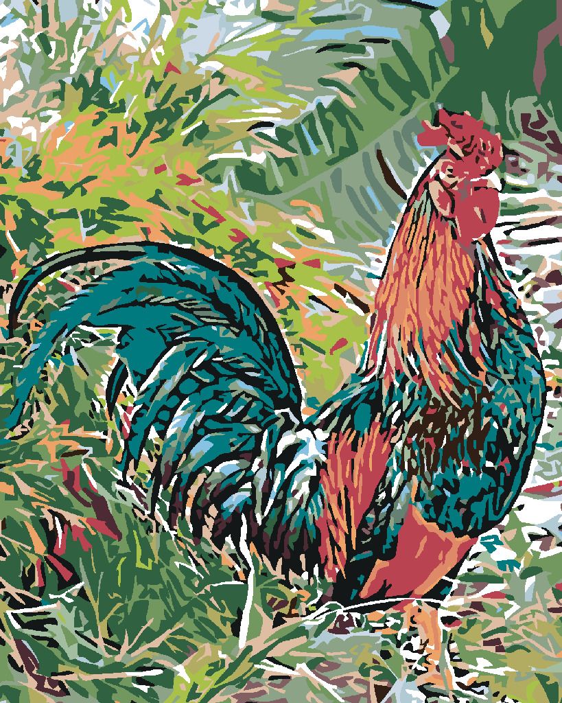 zuty Malování podle čísel - KOHOUT V TRÁVĚ - Rozměr: 40x50 cm, Rámování: Varianta: bez rámu a bez vypnutí plátna - obrázek 16