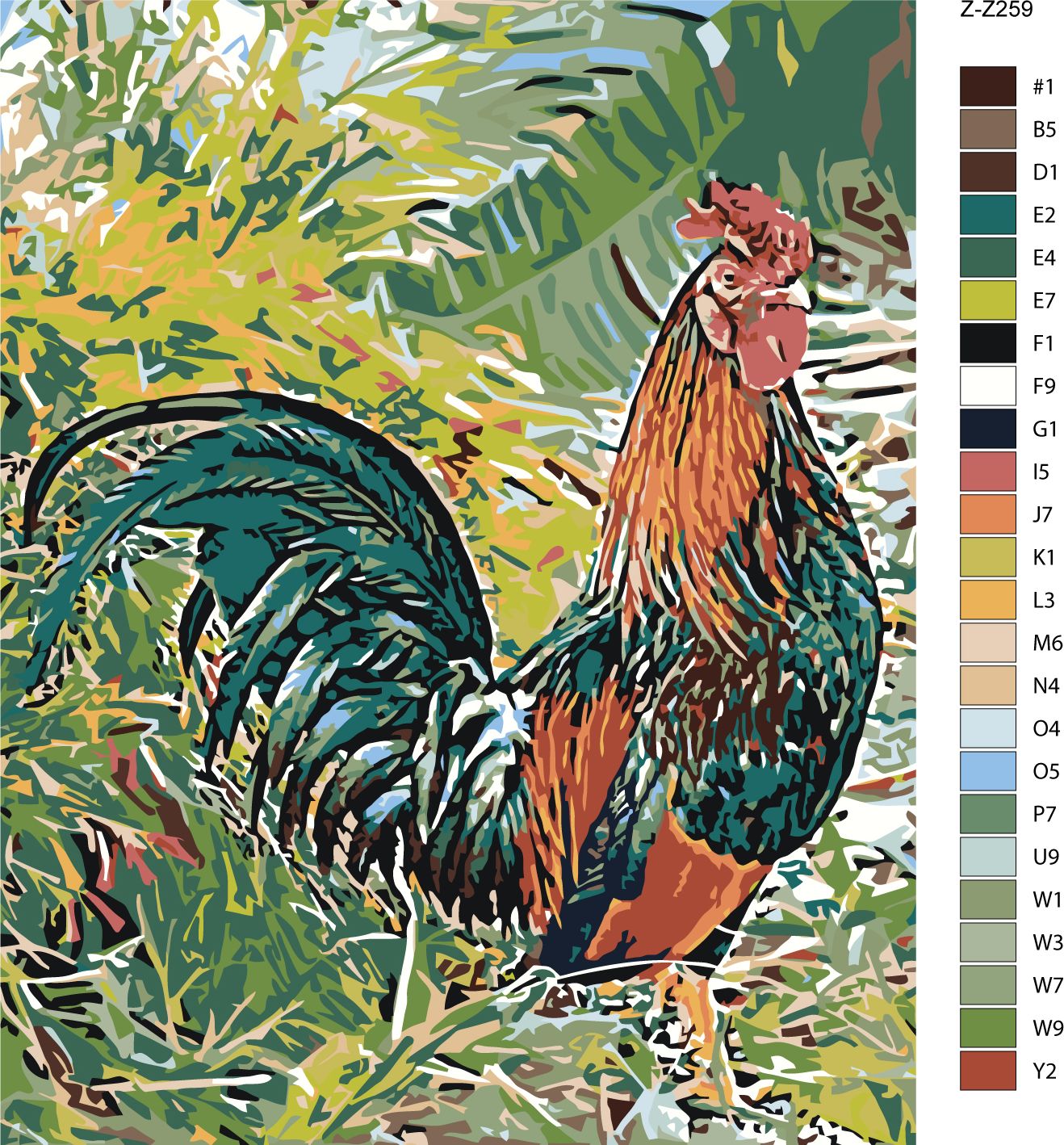 zuty Malování podle čísel - KOHOUT V TRÁVĚ - Rozměr: 40x50 cm, Rámování: Varianta: vypnuté plátno na rám - obrázek 4