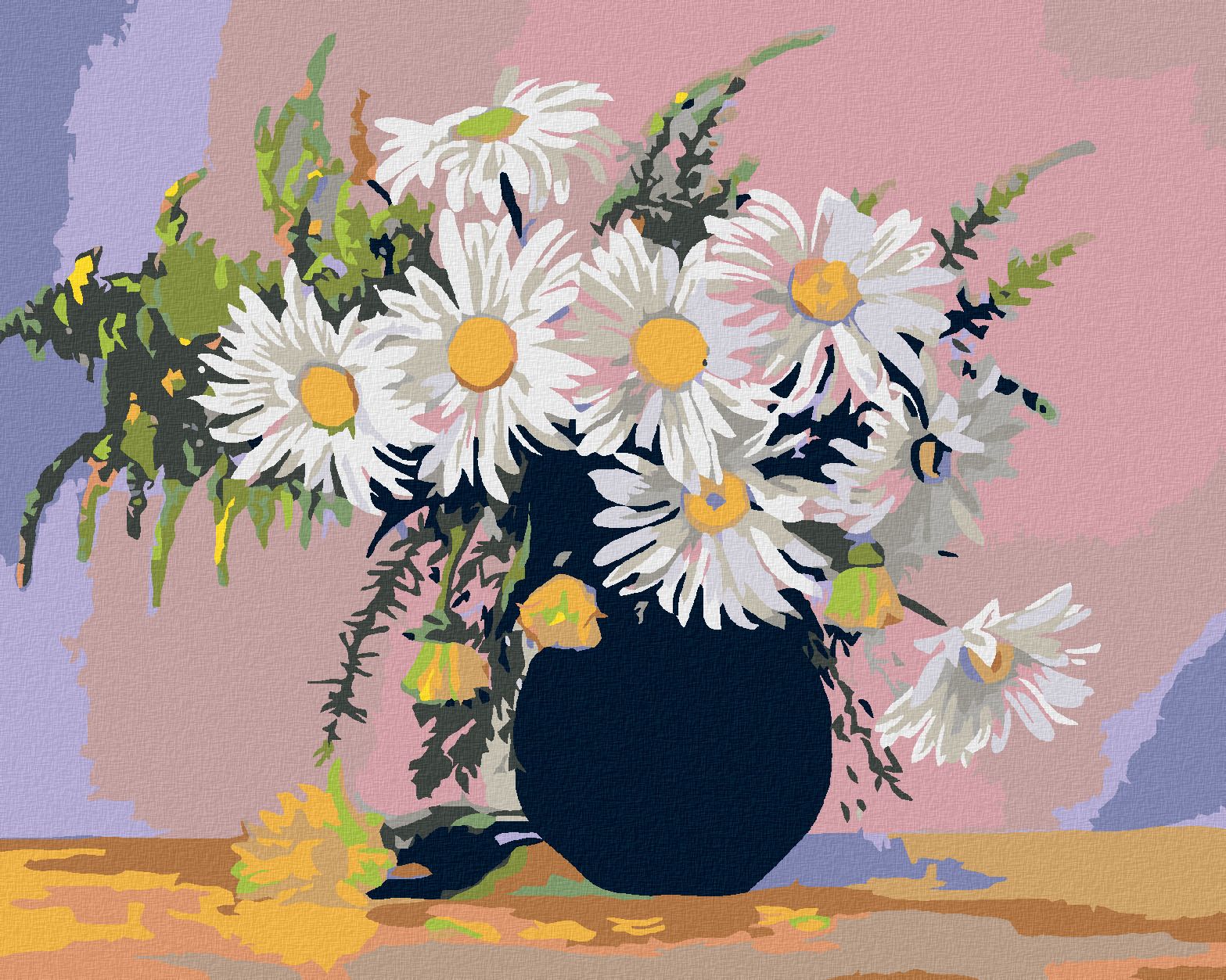 zuty Malování podle čísel - KOPRETINY V ČERNÉ VÁZE - Rozměr: 40x50 cm, Rámování: Varianta: vypnuté plátno na rám - obrázek 1