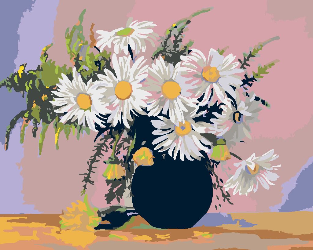 zuty Malování podle čísel - KOPRETINY V ČERNÉ VÁZE - Rozměr: 40x50 cm, Rámování: Varianta: vypnuté plátno na rám - obrázek 6