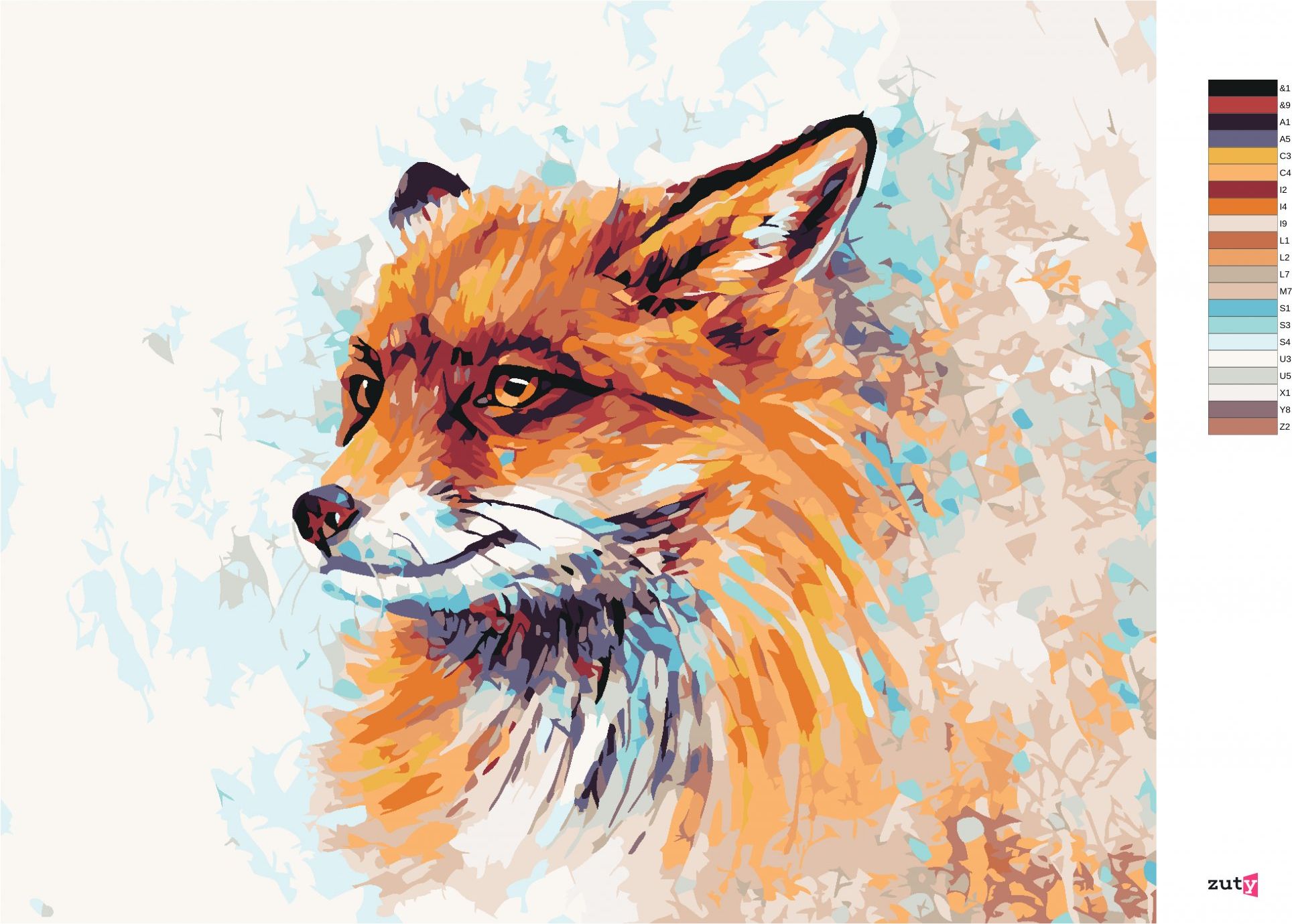 zuty Malování podle čísel - BAREVNÁ LIŠKA - Rozměr: 40x50 cm, Rámování: Varianta: bez rámu a bez vypnutí plátna - obrázek 2