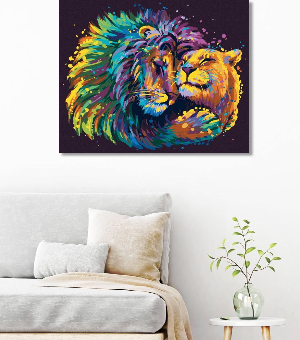 zuty Malování podle čísel - LEV A LVICE V BARVÁCH - Rozměr: 40x50 cm, Rámování: Varianta: vypnuté plátno na rám - obrázek 7