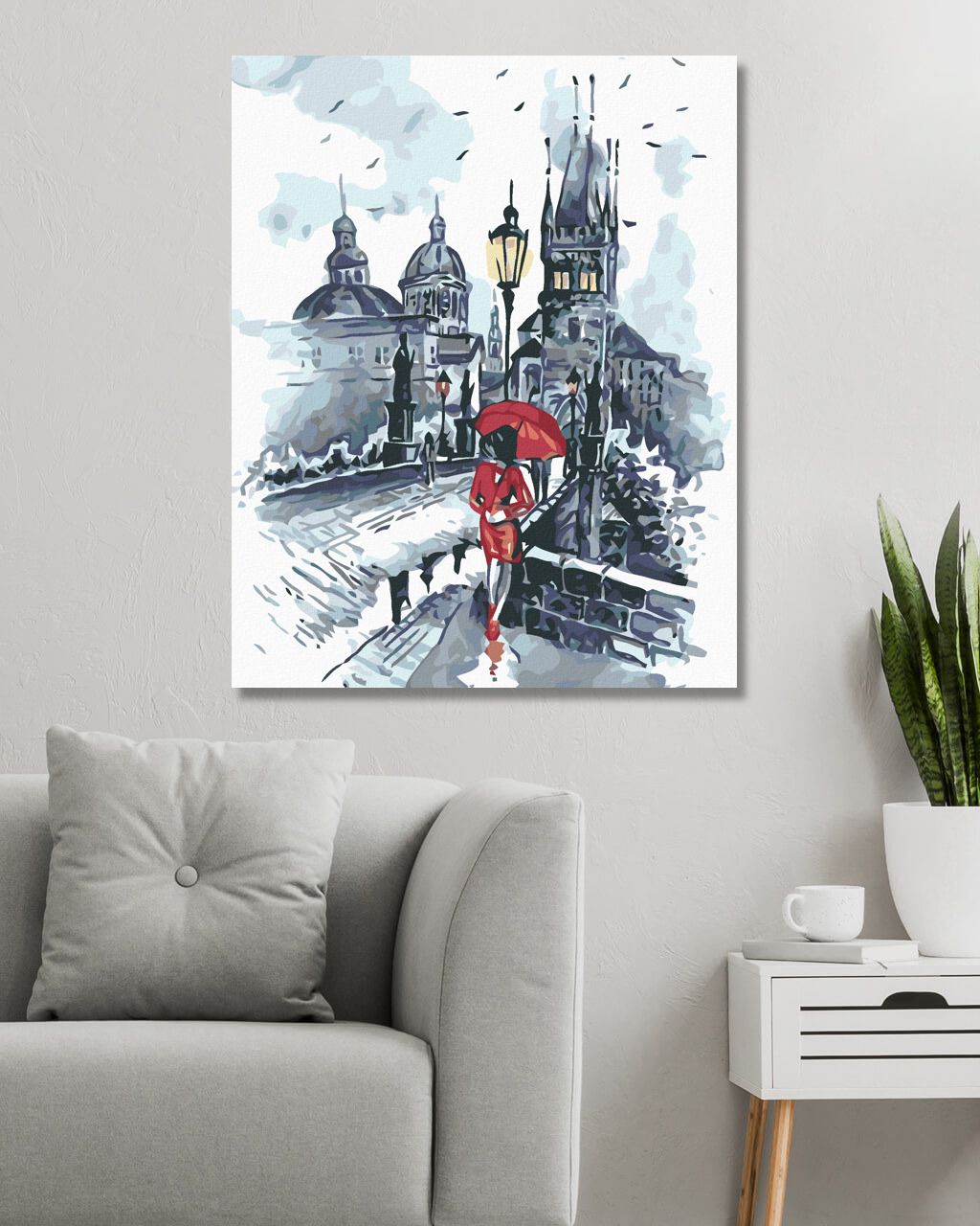 zuty Malování podle čísel - ŽENA S DEŠTNÍKEM NA KARLOVĚ MOSTĚ - Rozměr: 40x50 cm, Rámování: Varianta: bez rámu a bez vypnutí plátna - obrázek 5