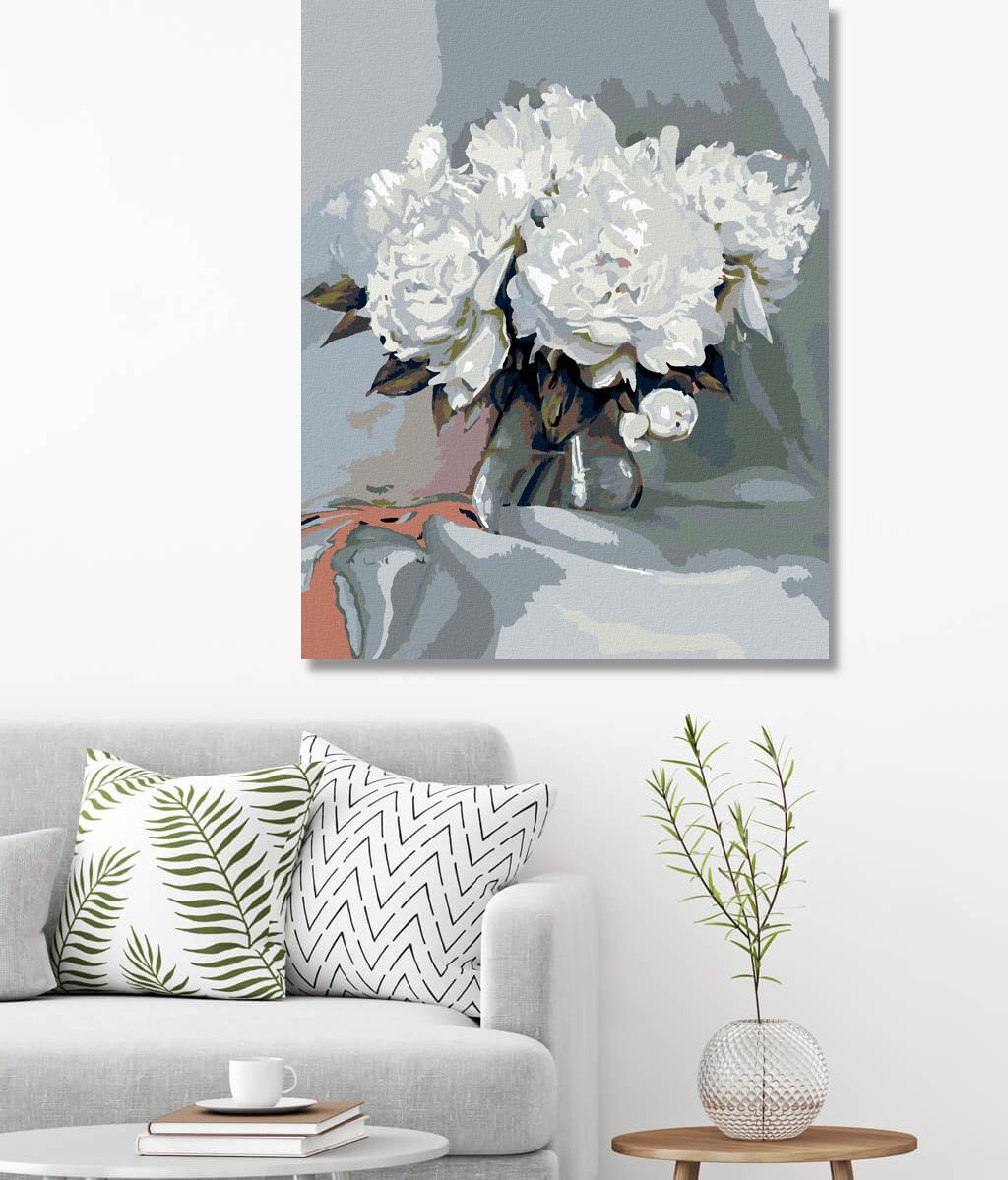 zuty Malování podle čísel - BÍLÉ PIVOŇKY - Rozměr: 40x50 cm, Rámování: Varianta: vypnuté plátno na rám - obrázek 8