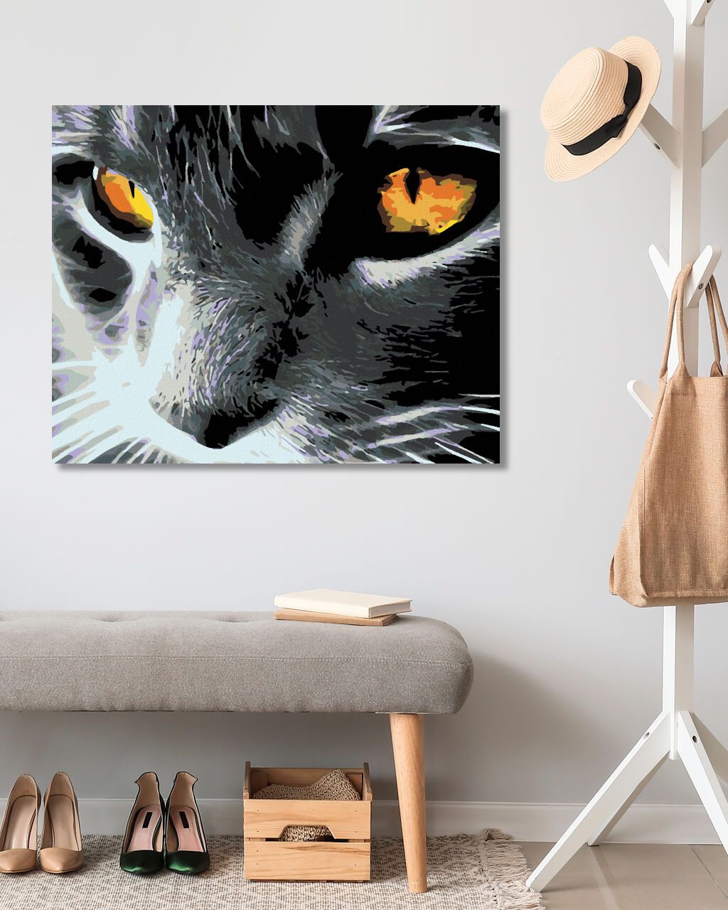zuty Malování podle čísel - ČERNÁ KOČKA A JASNÝ POHLED - Rozměr: 40x50 cm, Rámování: Varianta: bez rámu a bez vypnutí plátna - obrázek 2