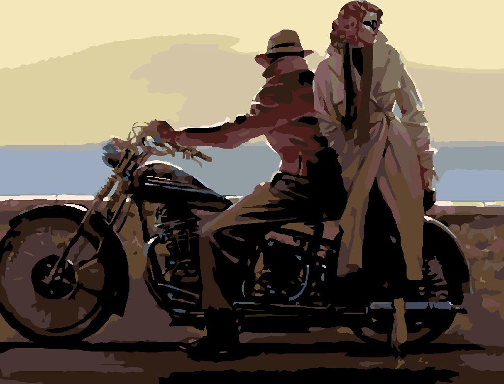zuty Malování podle čísel - MILENCI NA MOTORCE - Rozměr: 40x50 cm, Rámování: Varianta: vypnuté plátno na rám - obrázek 2