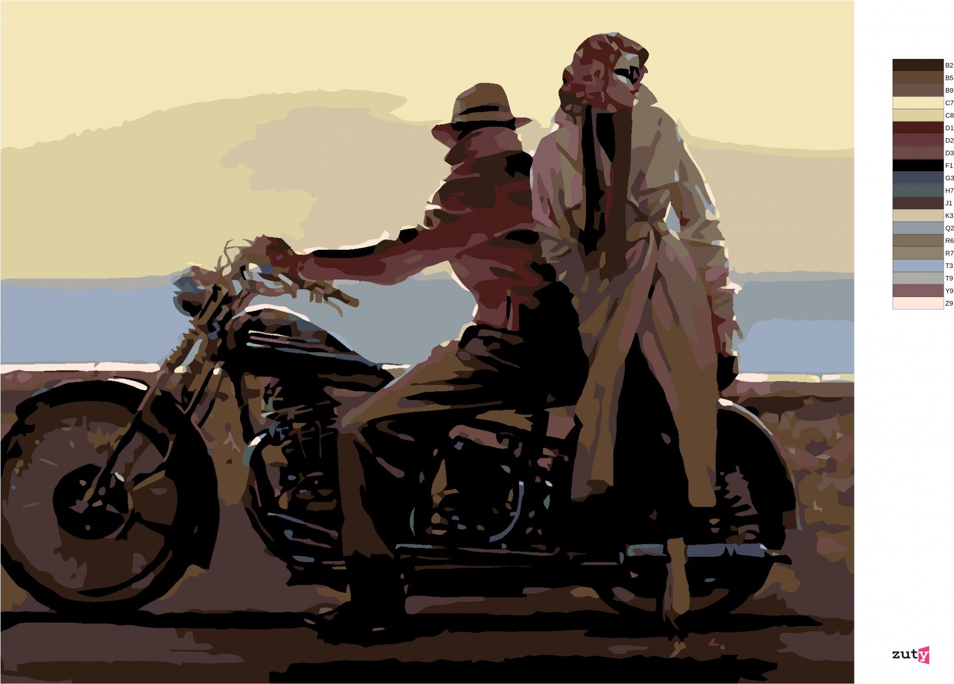 zuty Malování podle čísel - MILENCI NA MOTORCE - Rozměr: 40x50 cm, Rámování: Varianta: vypnuté plátno na rám - obrázek 3