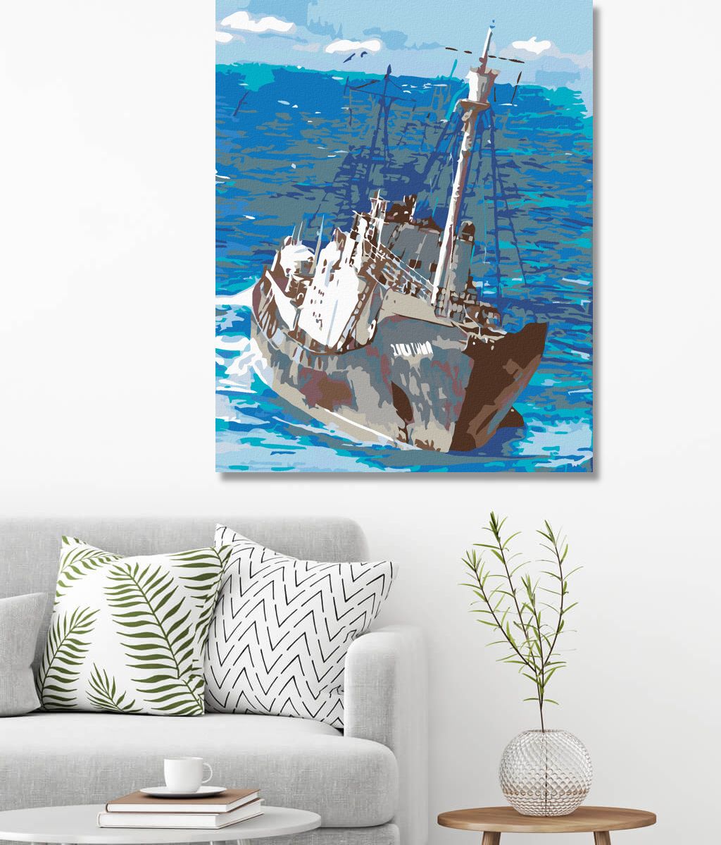 zuty Malování podle čísel - RYBÁŘSKÁ LOĎ NA MOŘI - Rozměr: 40x50 cm, Rámování: Varianta: vypnuté plátno na rám - obrázek 8