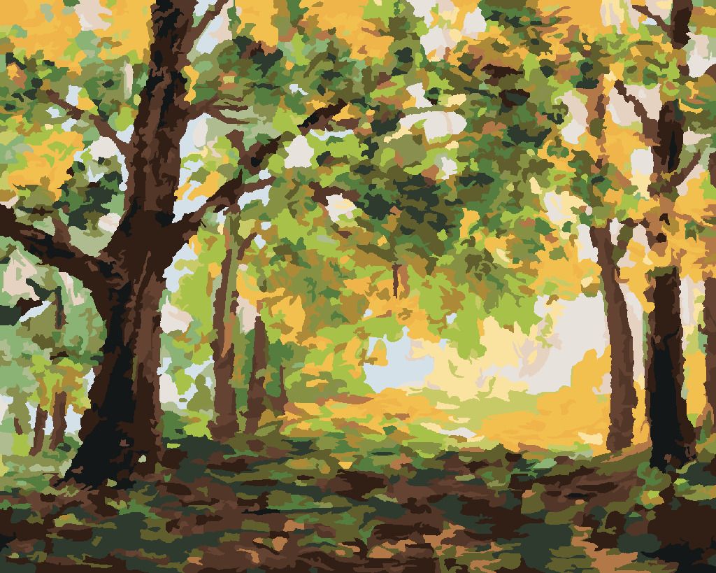 zuty Malování podle čísel - PODZIMNÍ LES KRAJINA - Rozměr: 40x50 cm, Rámování: Varianta: vypnuté plátno na rám - obrázek 3