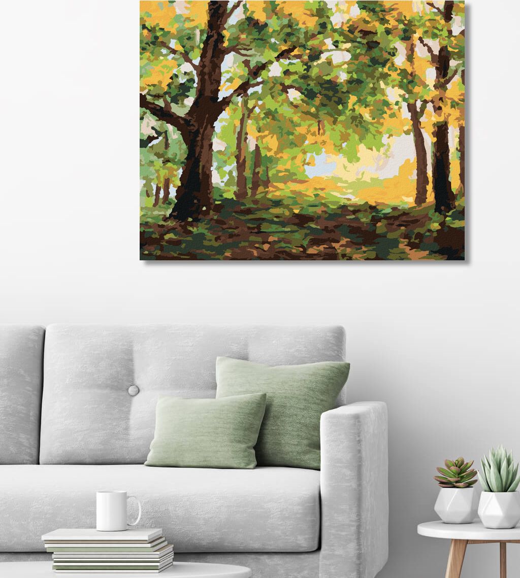zuty Malování podle čísel - PODZIMNÍ LES KRAJINA - Rozměr: 40x50 cm, Rámování: Varianta: vypnuté plátno na rám - obrázek 4