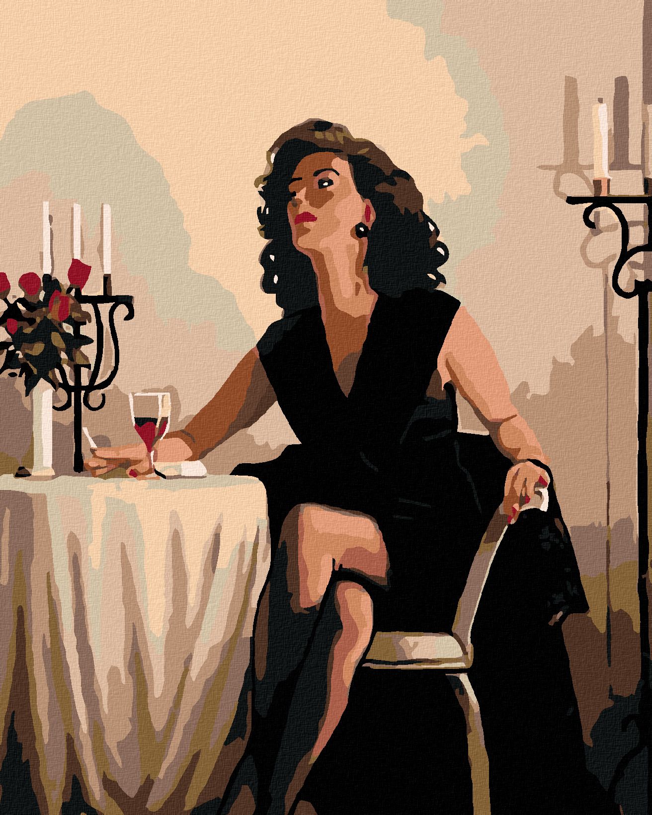 zuty Malování podle čísel - ČEKÁNÍ PŘED VEČEŘÍ - Rozměr: 40x50 cm, Rámování: Varianta: bez rámu a bez vypnutí plátna - obrázek 1
