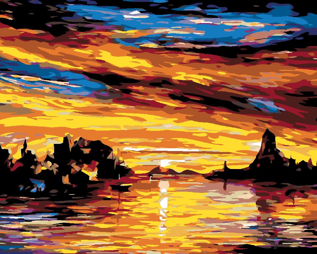 zuty Malování podle čísel - NÁDHERNÁ ZÁTOKA PŘI ZÁPADU - Rozměr: 40x50 cm, Rámování: Varianta: vypnuté plátno na rám - obrázek 5