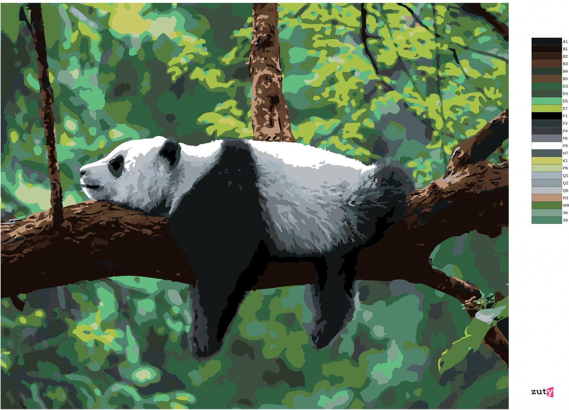 zuty Malování podle čísel - PANDA LEŽÍCÍ NA STROMĚ - Rozměr: 40x50 cm, Rámování: Varianta: bez rámu a bez vypnutí plátna - obrázek 8
