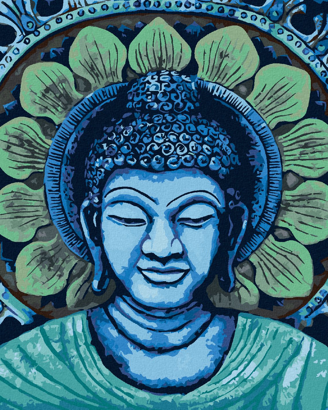 zuty Malování podle čísel - ZELENOMODRÝ BUDDHA - Rozměr: 40x50 cm, Rámování: Varianta: vypnuté plátno na rám - obrázek 1