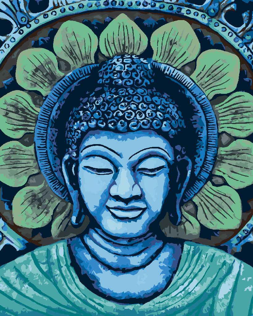 zuty Malování podle čísel - ZELENOMODRÝ BUDDHA - Rozměr: 40x50 cm, Rámování: Varianta: vypnuté plátno na rám - obrázek 7