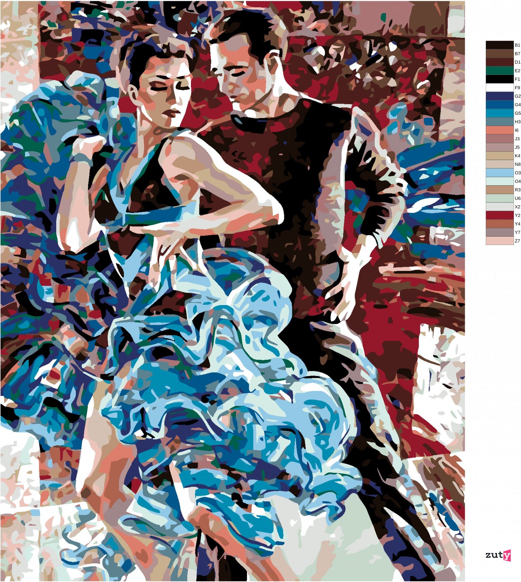 zuty Malování podle čísel - NESPOUTANÝ TANEC - Rozměr: 40x50 cm, Rámování: Varianta: bez rámu a bez vypnutí plátna - obrázek 2