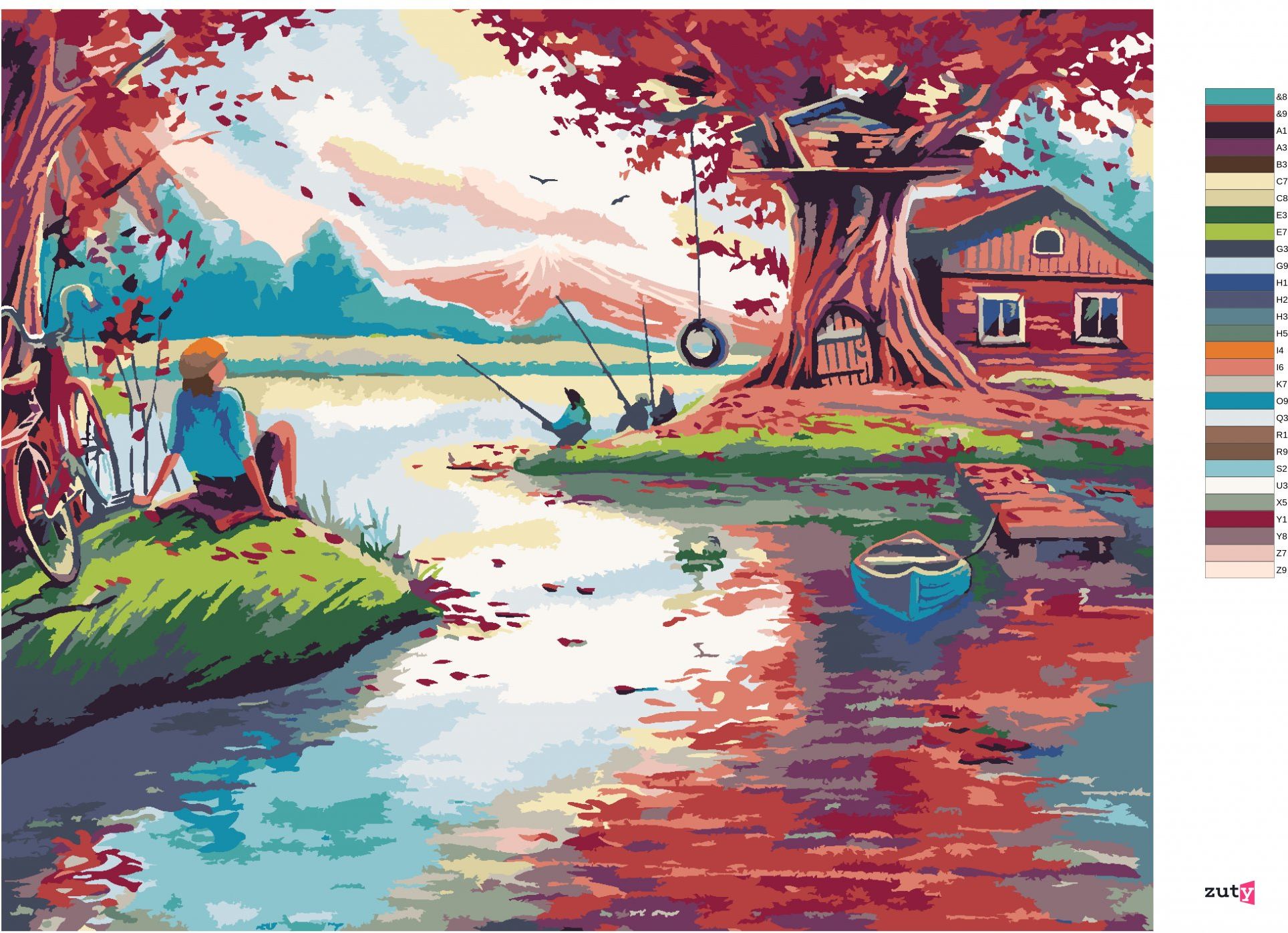 zuty Malování podle čísel - ČERVENÝ LES - Rozměr: 40x50 cm, Rámování: Varianta: bez rámu a bez vypnutí plátna - obrázek 15