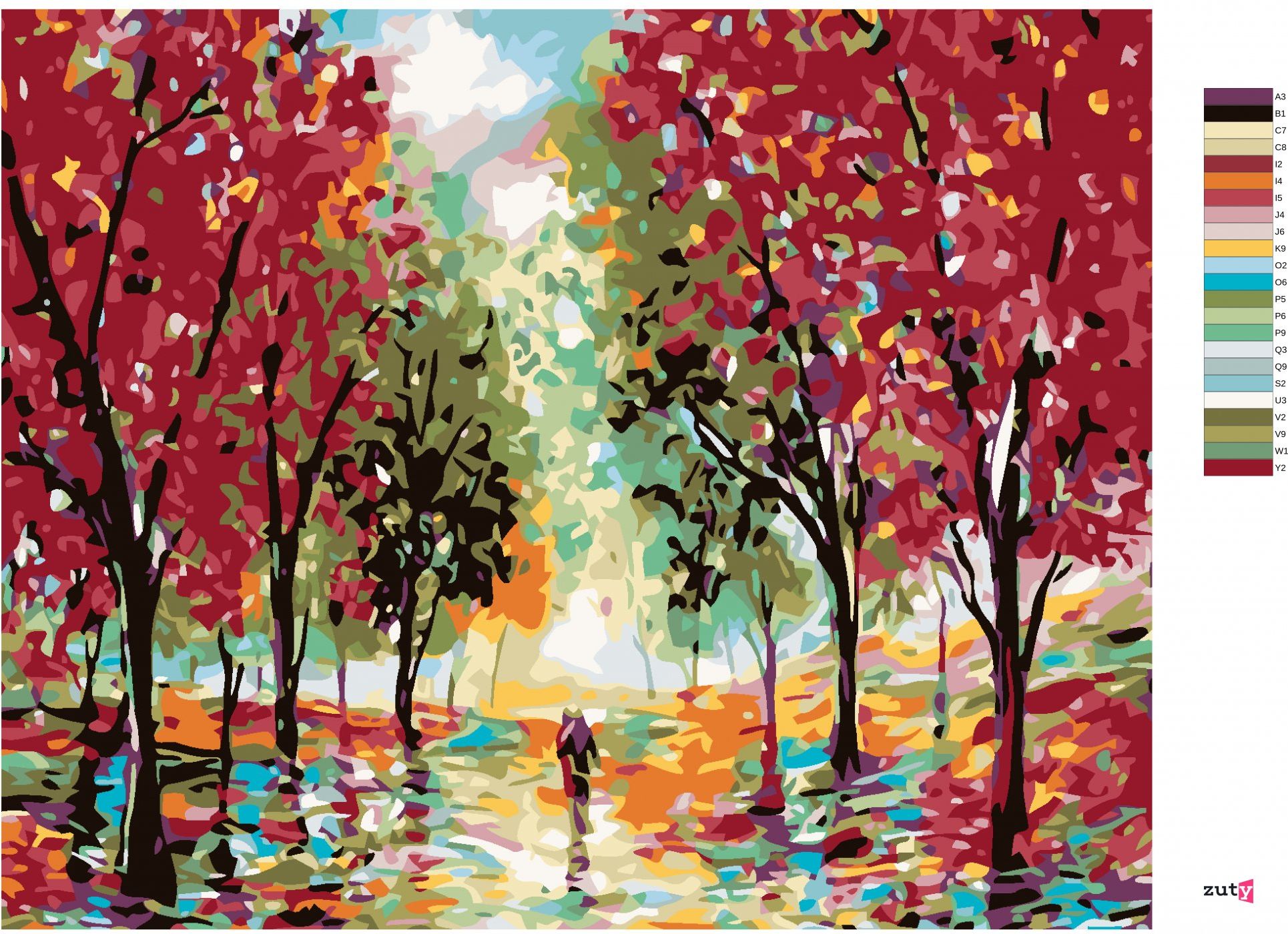 zuty Malování podle čísel - ČERVENÝ LES - Rozměr: 40x50 cm, Rámování: Varianta: bez rámu a bez vypnutí plátna - obrázek 18