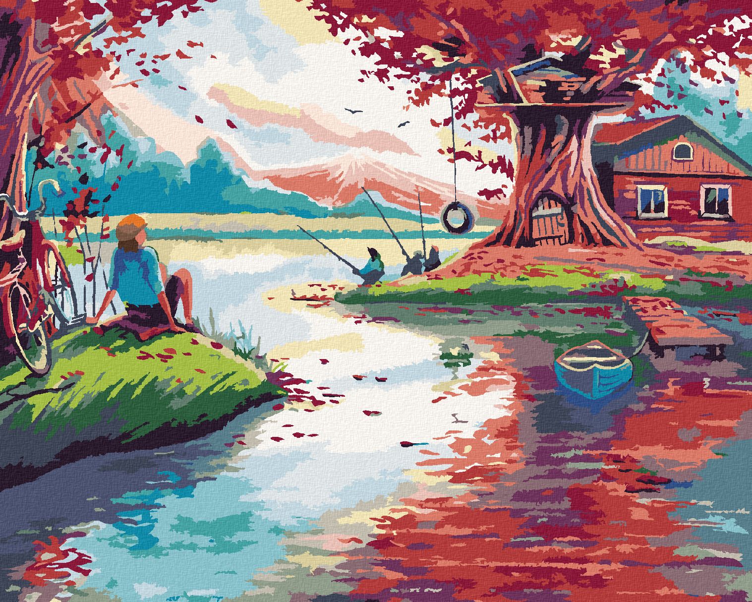 zuty Malování podle čísel - ČERVENÝ LES - Rozměr: 40x50 cm, Rámování: Varianta: vypnuté plátno na rám - obrázek 1