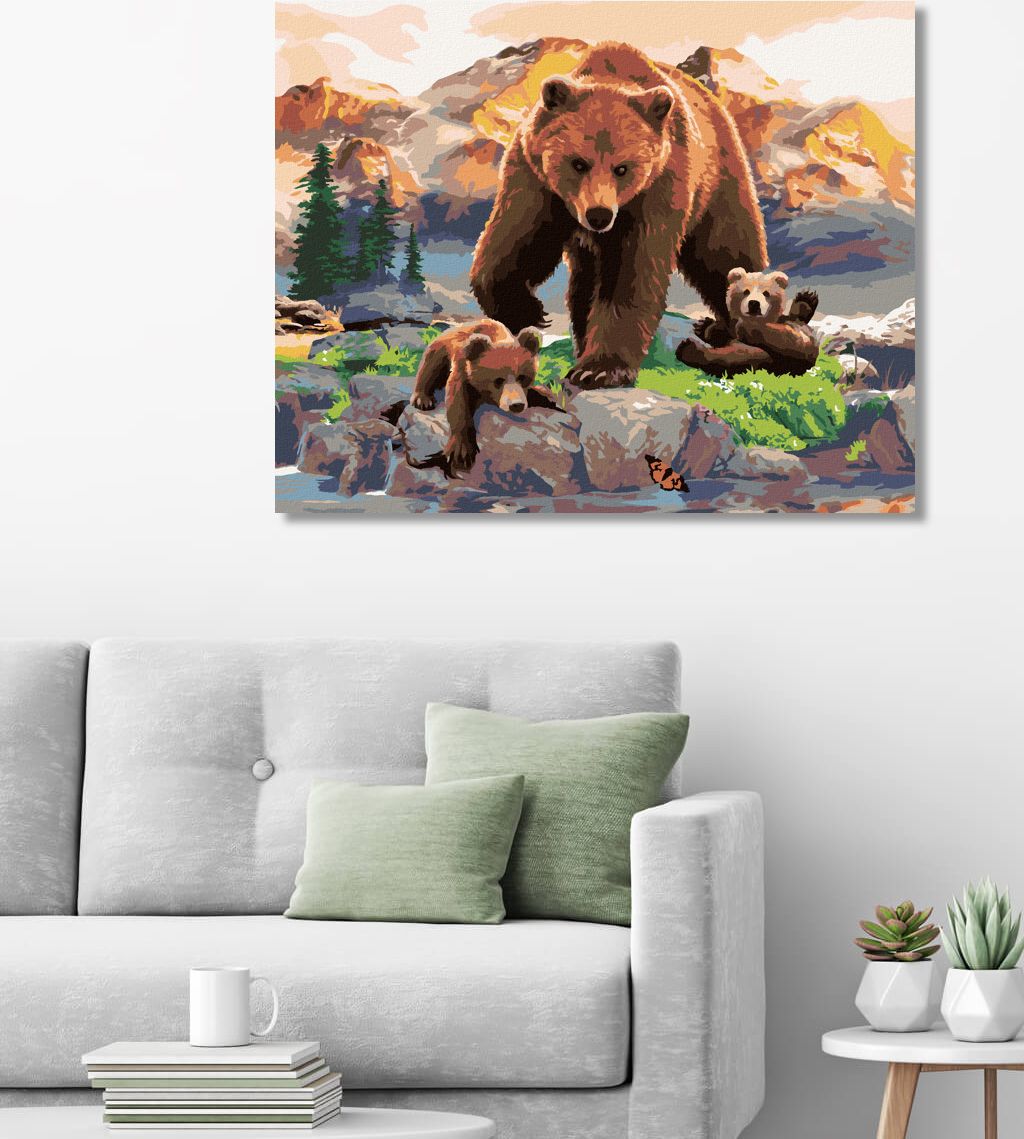 zuty Malování podle čísel - MEDVĚDICE A MLÁĎATA U POTŮČKU (HOWARD ROBINSON) - Rozměr: 40x50 cm, Rámování: Varianta: bez rámu a bez vypnutí plátna - obrázek 6