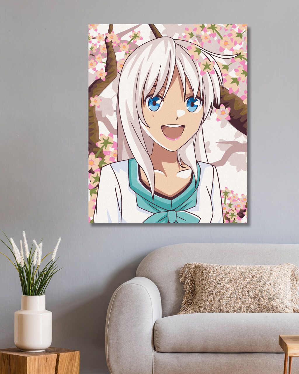 zuty Malování podle čísel - ANIME DÍVKA U STROMU - Rozměr: 40x50 cm, Rámování: Varianta: bez rámu a bez vypnutí plátna - obrázek 7