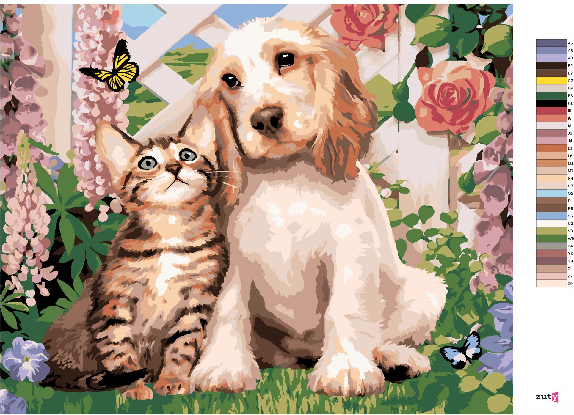 zuty Malování podle čísel - PES A KOČKA MEZI KVĚTINAMI (HOWARD ROBINSON) - Rozměr: 40x50 cm, Rámování: Varianta: bez rámu a bez vypnutí plátna - obrázek 7