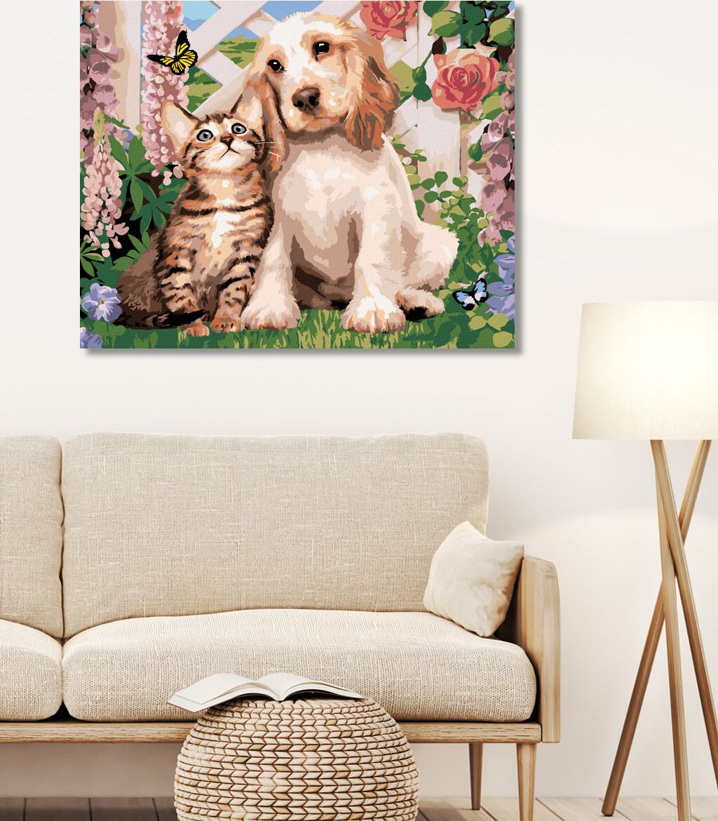 zuty Malování podle čísel - PES A KOČKA MEZI KVĚTINAMI (HOWARD ROBINSON) - Rozměr: 40x50 cm, Rámování: Varianta: bez rámu a bez vypnutí plátna - obrázek 10