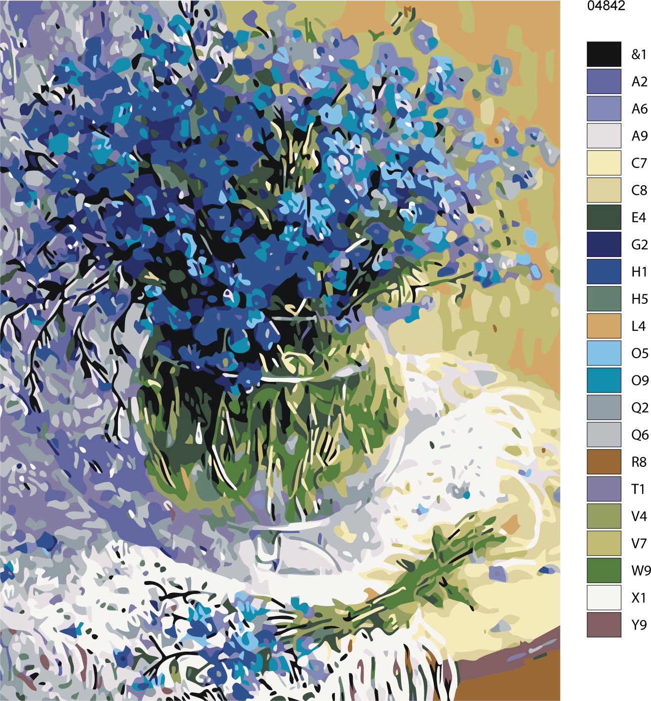 zuty Malování podle čísel - KYTICE MODRÝCH KVĚTŮ - Rozměr: 40x50 cm, Rámování: Varianta: vypnuté plátno na rám - obrázek 22