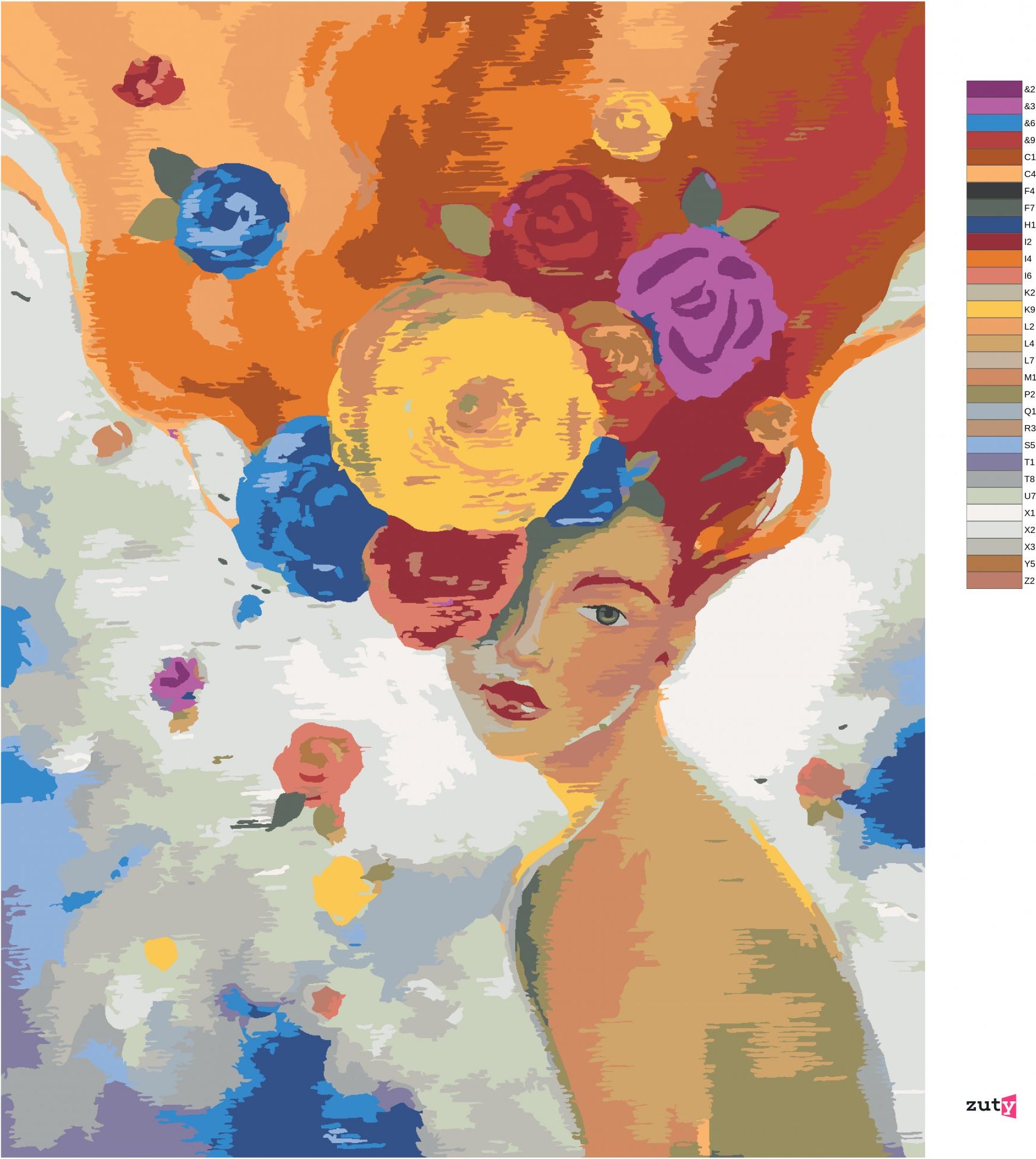 zuty Malování podle čísel - ZRZAVÁ ŽENA S KVĚTINAMI - Rozměr: 40x50 cm, Rámování: Varianta: bez rámu a bez vypnutí plátna - obrázek 9