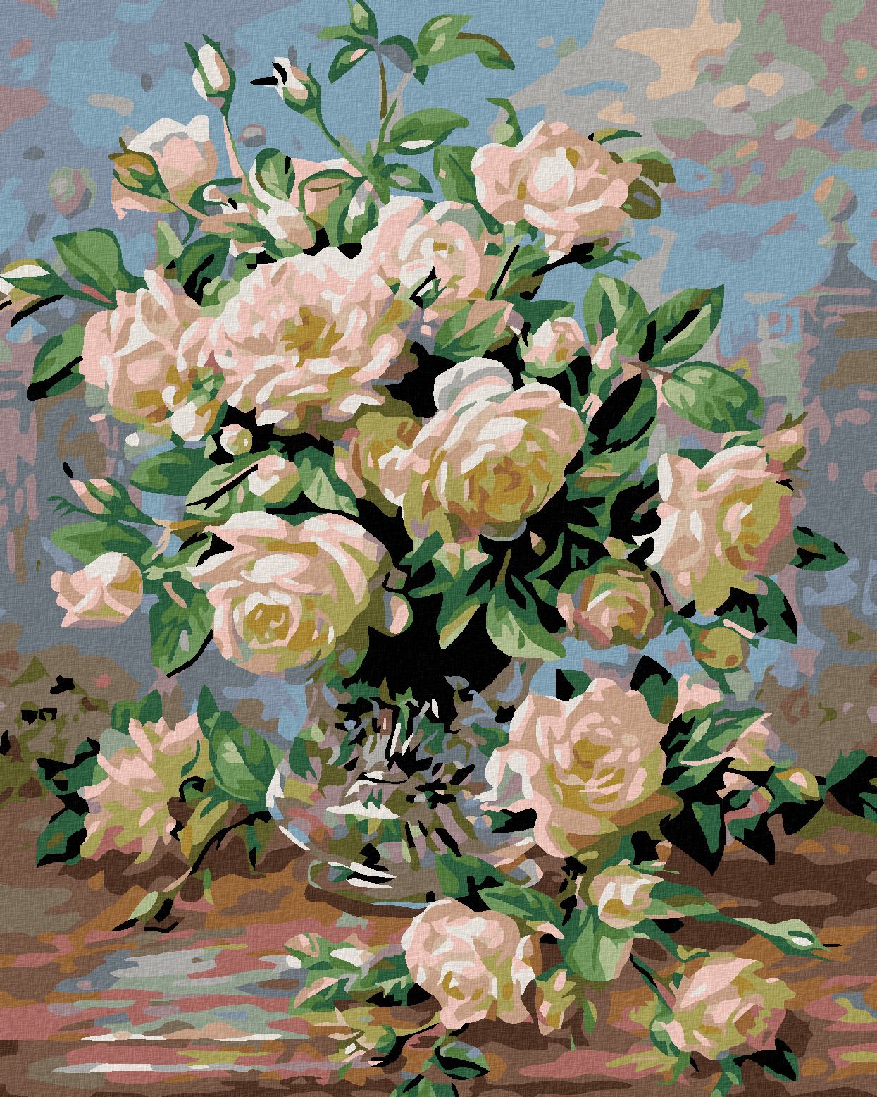 zuty Malování podle čísel - BÍLÉ RŮŽE - Rozměr: 40x50 cm, Rámování: Varianta: bez rámu a bez vypnutí plátna - obrázek 1
