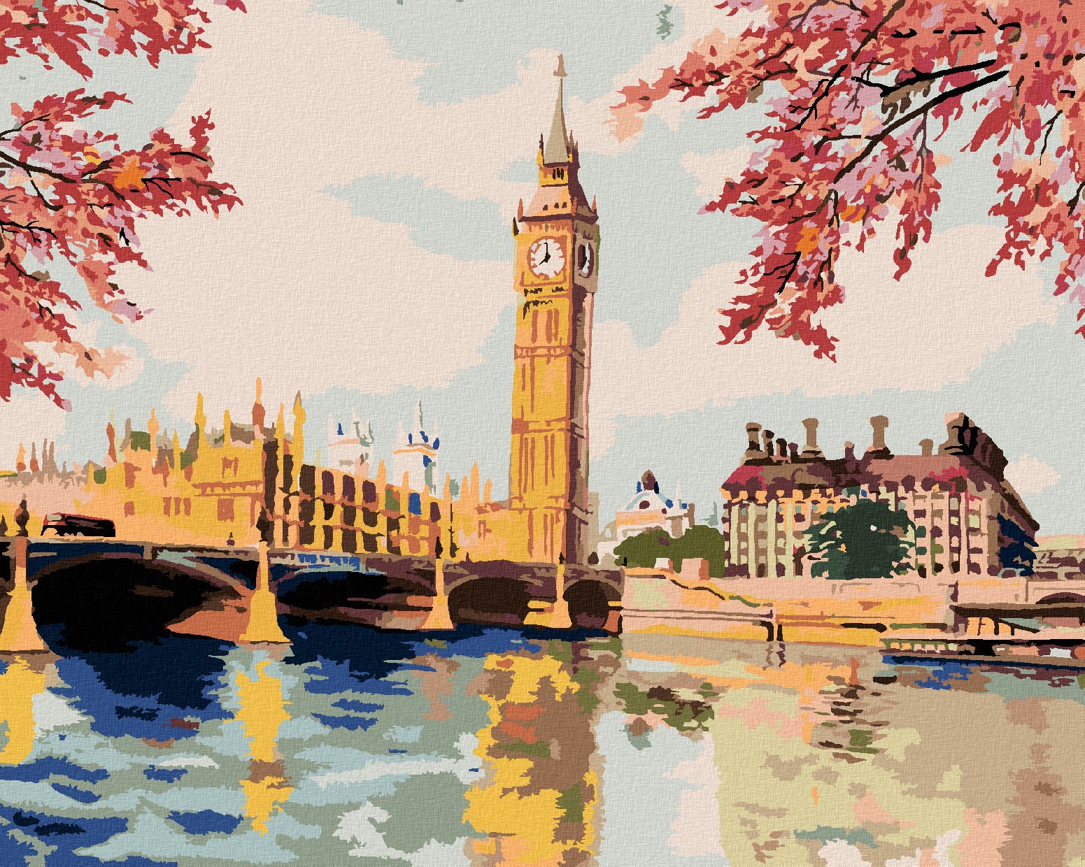 zuty Malování podle čísel - BIG BEN NA PODZIM - Rozměr: 40x50 cm, Rámování: Varianta: bez rámu a bez vypnutí plátna - obrázek 1