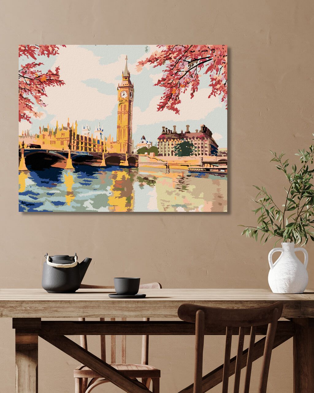 zuty Malování podle čísel - BIG BEN NA PODZIM - Rozměr: 40x50 cm, Rámování: Varianta: vypnuté plátno na rám - obrázek 3
