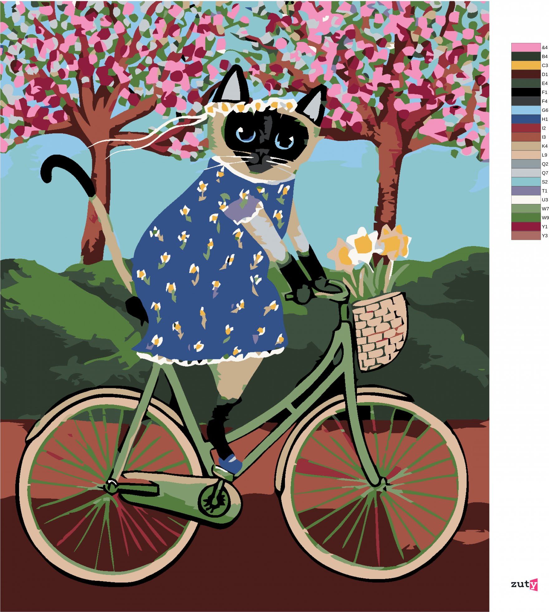 zuty Malování podle čísel - KOČIČKA NA KOLE - Rozměr: 40x50 cm, Rámování: Varianta: vypnuté plátno na rám - obrázek 2