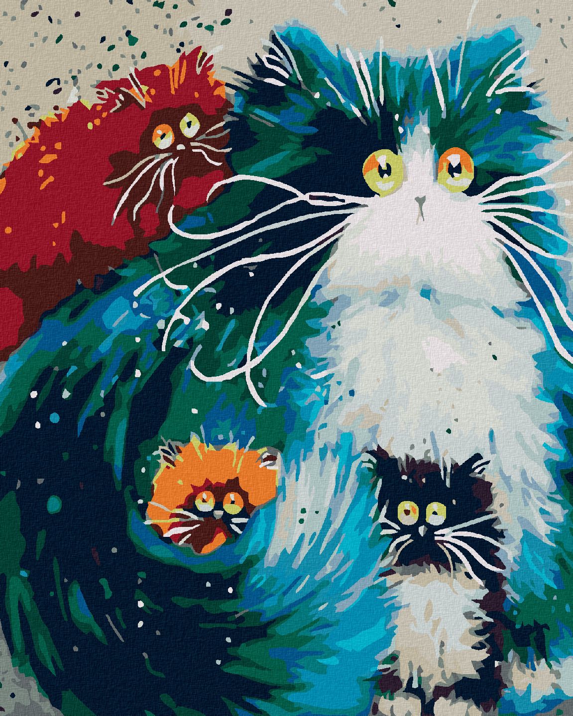 zuty Malování podle čísel - OKATÁ KOČKA S KOŤATY - Rozměr: 40x50 cm, Rámování: Varianta: vypnuté plátno na rám - obrázek 1