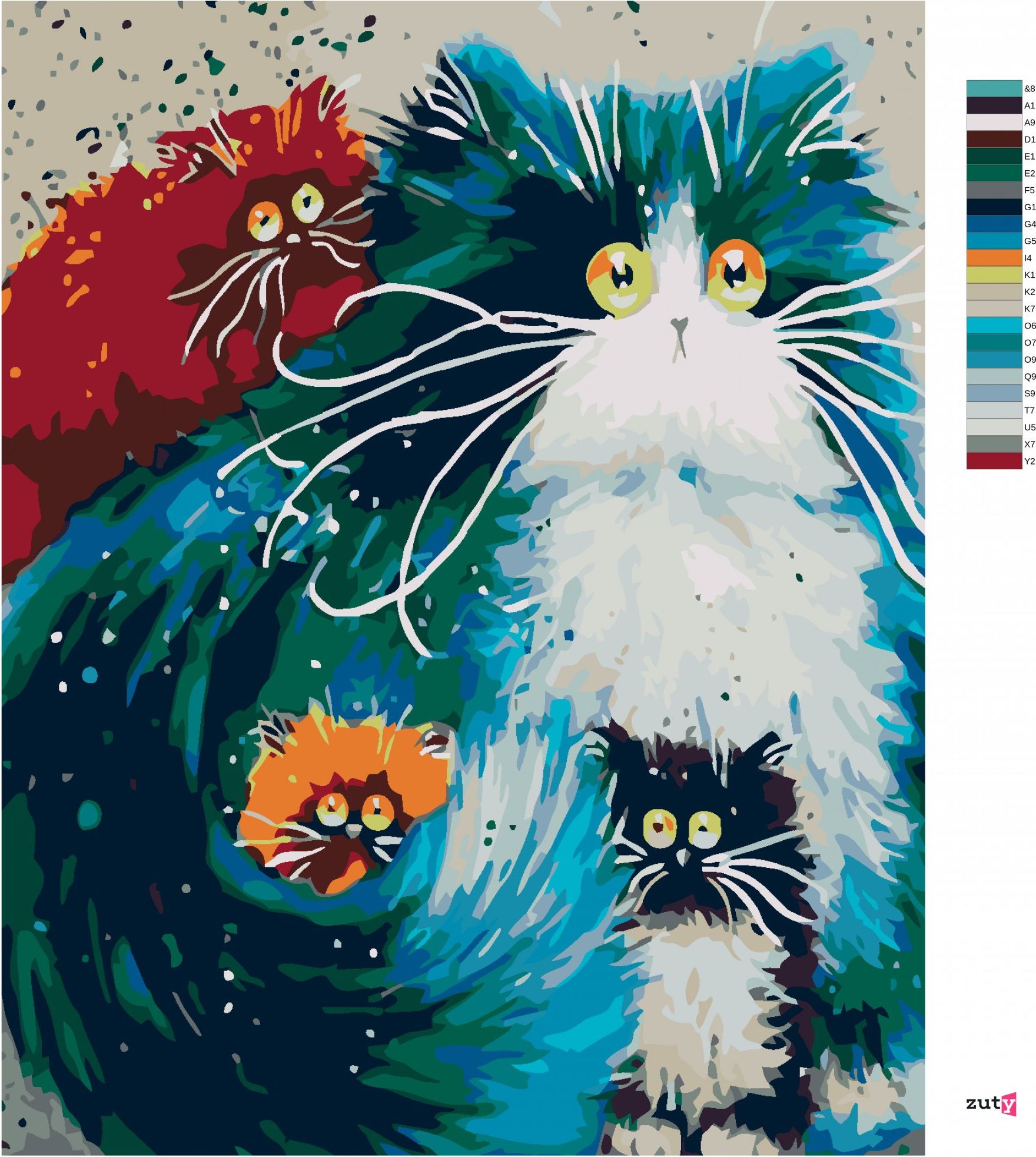 zuty Malování podle čísel - OKATÁ KOČKA S KOŤATY - Rozměr: 40x50 cm, Rámování: Varianta: vypnuté plátno na rám - obrázek 4
