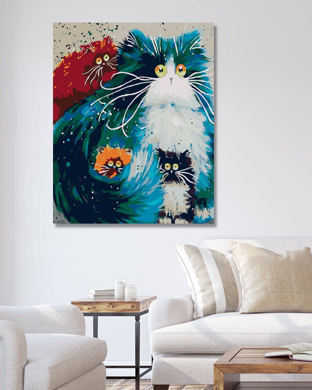 zuty Malování podle čísel - OKATÁ KOČKA S KOŤATY - Rozměr: 40x50 cm, Rámování: Varianta: vypnuté plátno na rám - obrázek 7