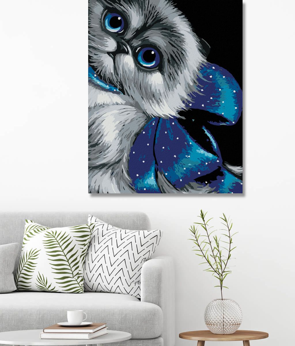 zuty Malování podle čísel - MODROOKÉ KOTĚ S MAŠLÍ - Rozměr: 40x50 cm, Rámování: Varianta: bez rámu a bez vypnutí plátna - obrázek 5