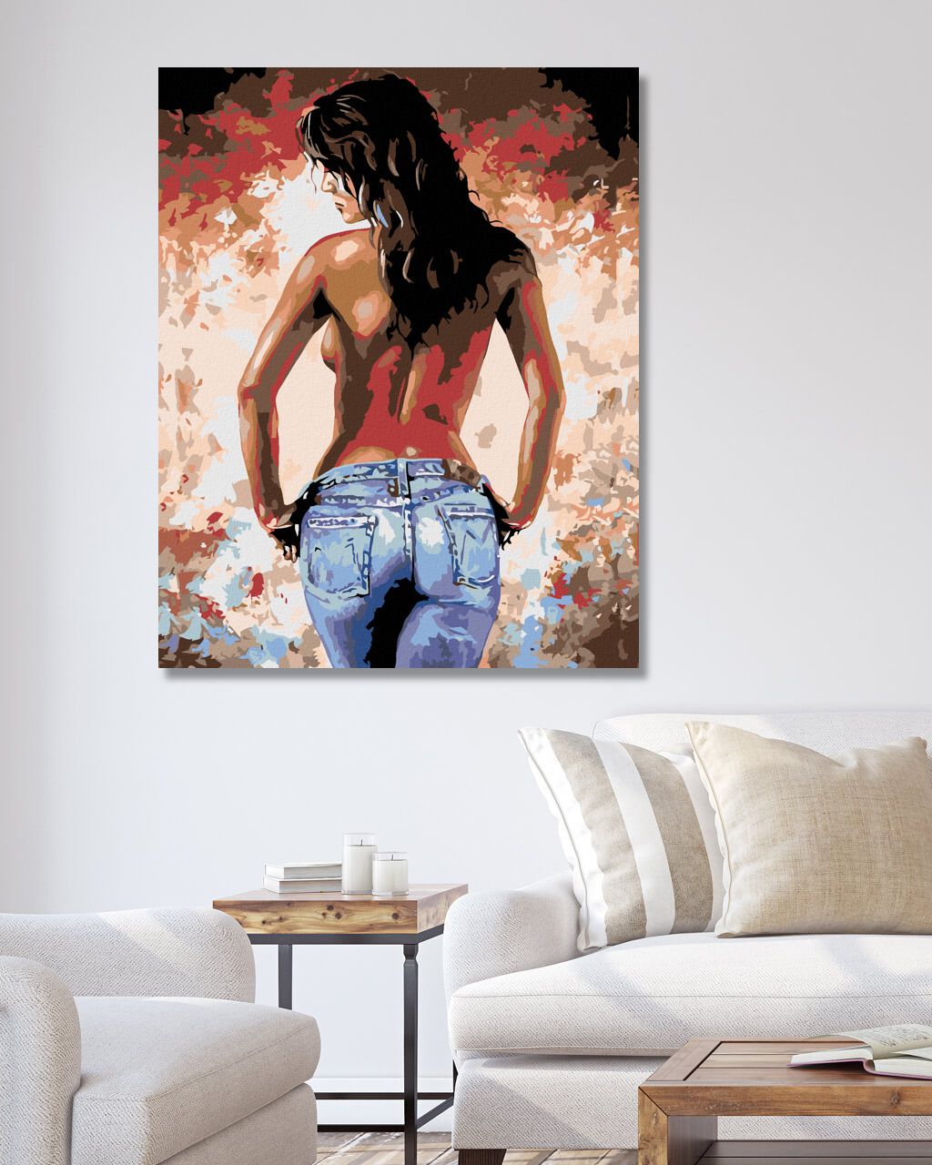 zuty Malování podle čísel - POLONAHÁ ŽENA S JEANY - Rozměr: 40x50 cm, Rámování: Varianta: vypnuté plátno na rám - obrázek 6