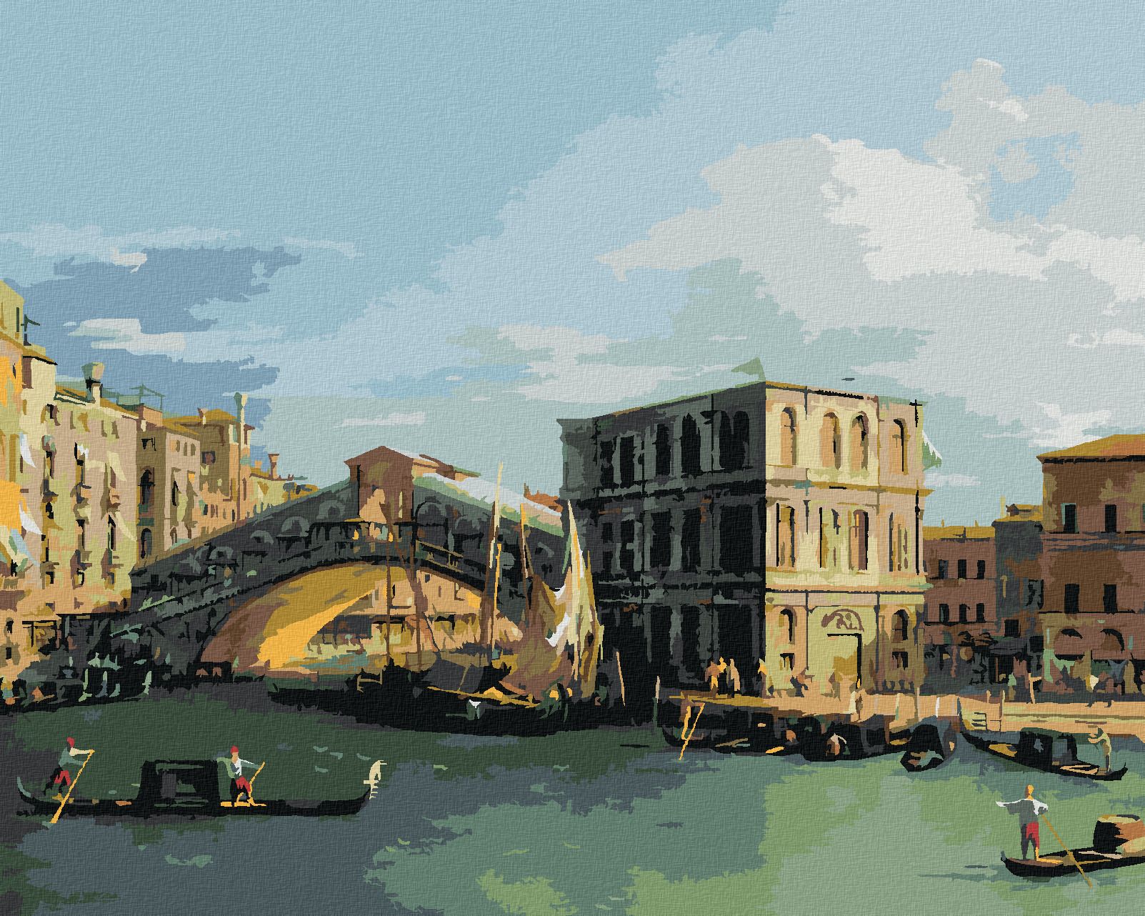 zuty Malování podle čísel - MOST RIALTO OD SEVERU (CANALETTO) - Rozměr: 40x50 cm, Rámování: Varianta: vypnuté plátno na rám - obrázek 1